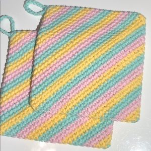 Easter 🐇striped cotton potholders 🐣 double thick
